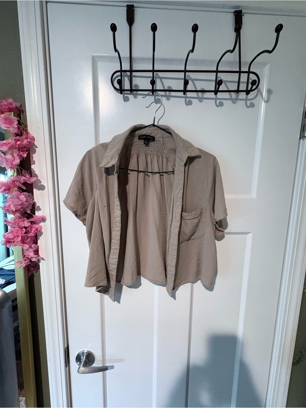 Moa Moa Beige Short-Sleeve Shirt Jacket